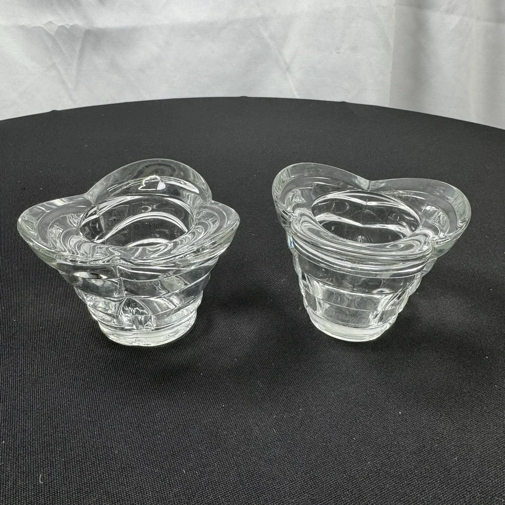 Italian Clear Crystal‎ Votive Candle Holders Set Of 2